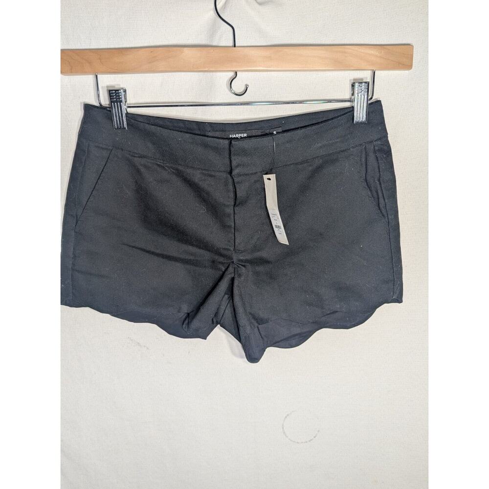 Francescas Womens Harper Black Scalloped Hem Shorts Sz Small‎ Stretch Twill NWT